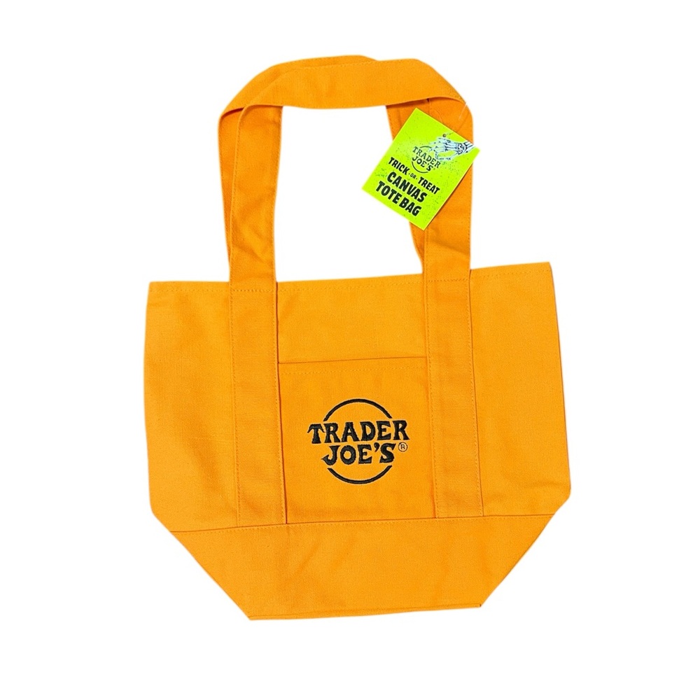 NWT Trader Joe's Mini Canvas Tote Bag in Orange/Black